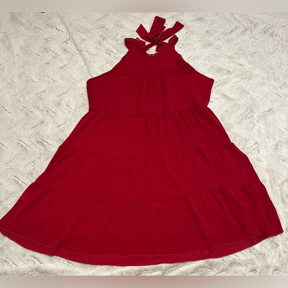 KIRUNDO Halter Sleeveless Flowy Mini Babydoll Tiered Dress XL - Picture 16 of 16